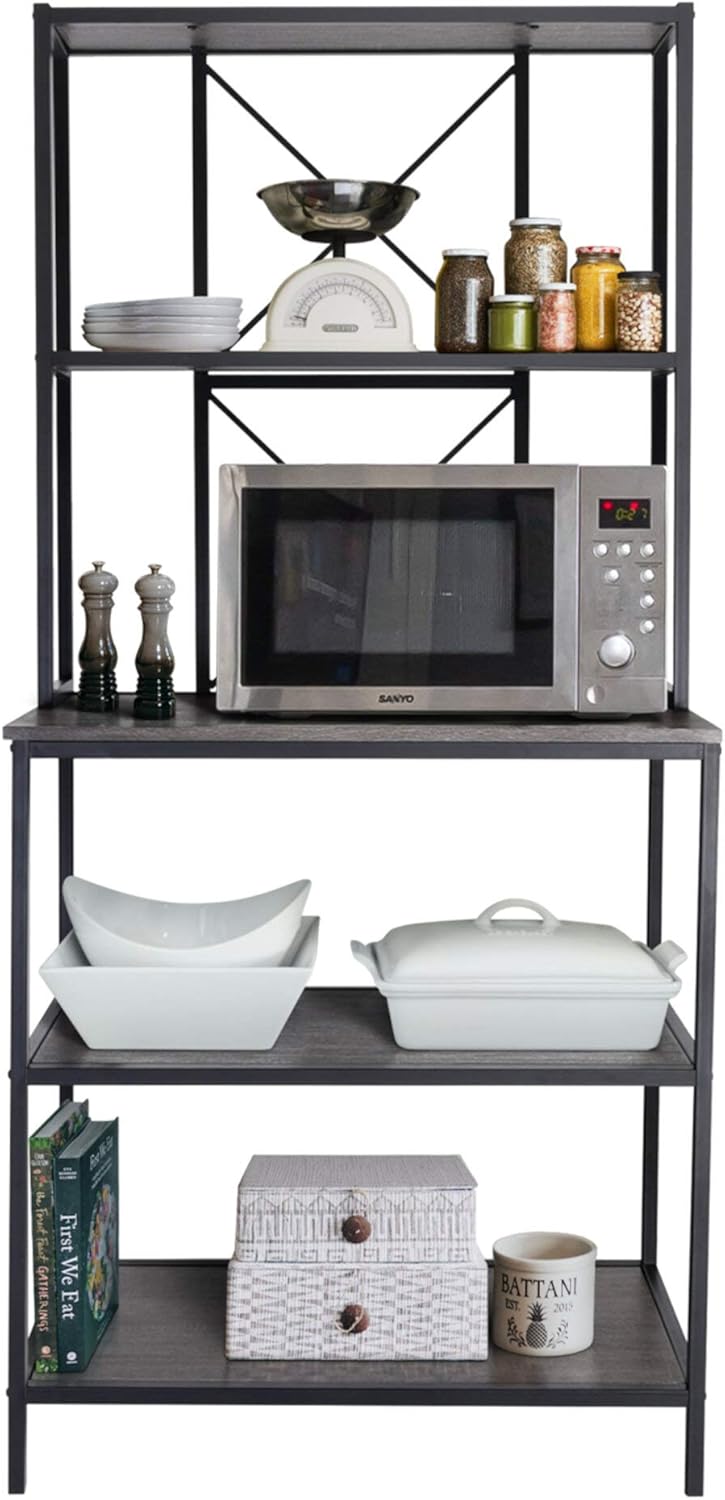 Zenvida Baker's Rack Industrial Kitchen Storage Microwave Stand Utility Organizer