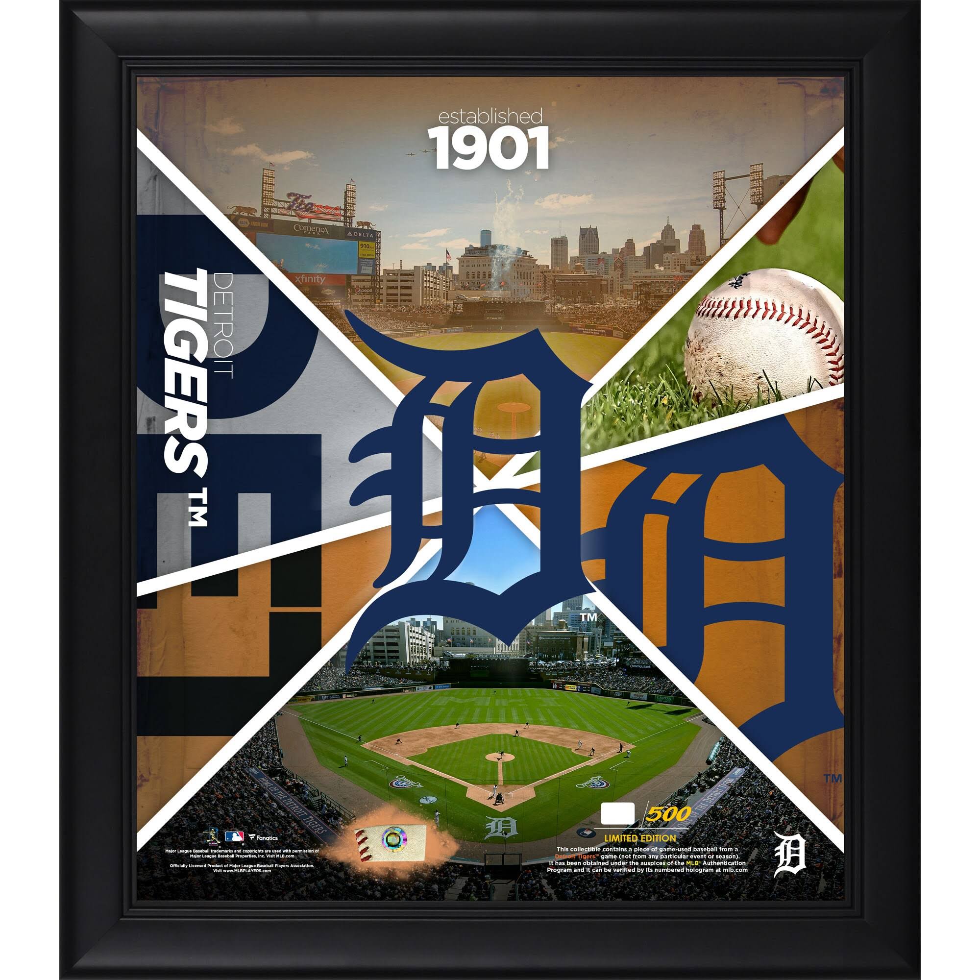 Fanatics Authentic Detroit Tigers Framed 15x22 x 17x22 Team Impact Collage with A Piece of Game-Used Baseball - Limited Edition