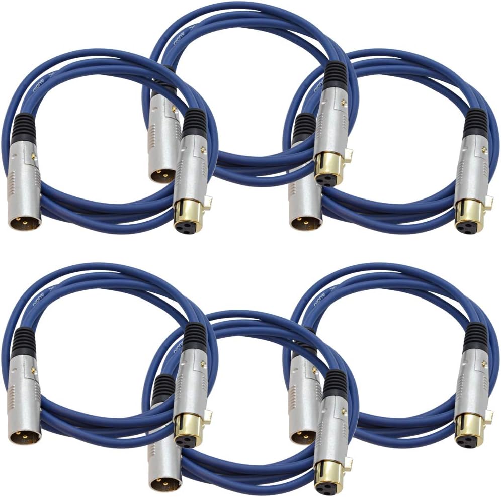 Seismic Audio 6 Pack of 6 Foot Gold Plated Orange XLR Mic Microphone Patch Cable Cord Balanced (SAPGX-6Orange-6Pack) Pack of 2