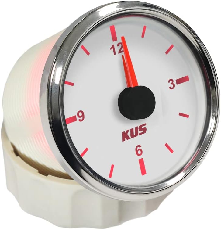 KUS Clock Meter Gauge 12-Hour Format with Backlight 52mm(2