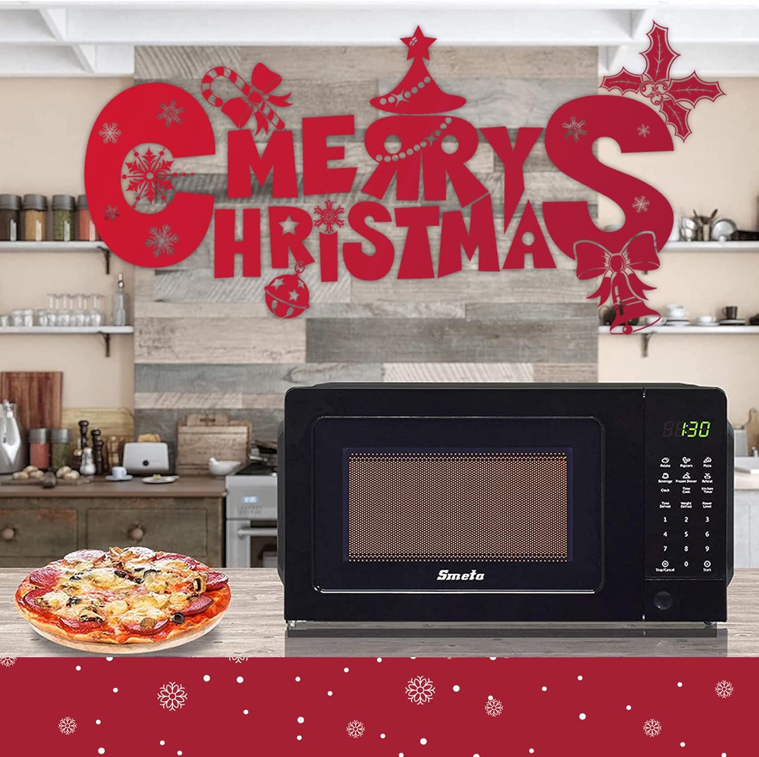 SMETA Small Microwave Countertop Microwave Oven Compact 0.7 Cu. Ft/700W for RV Dorm, 10 Power Levels, Black Smallest Portable Microwave, Child Safety Lock