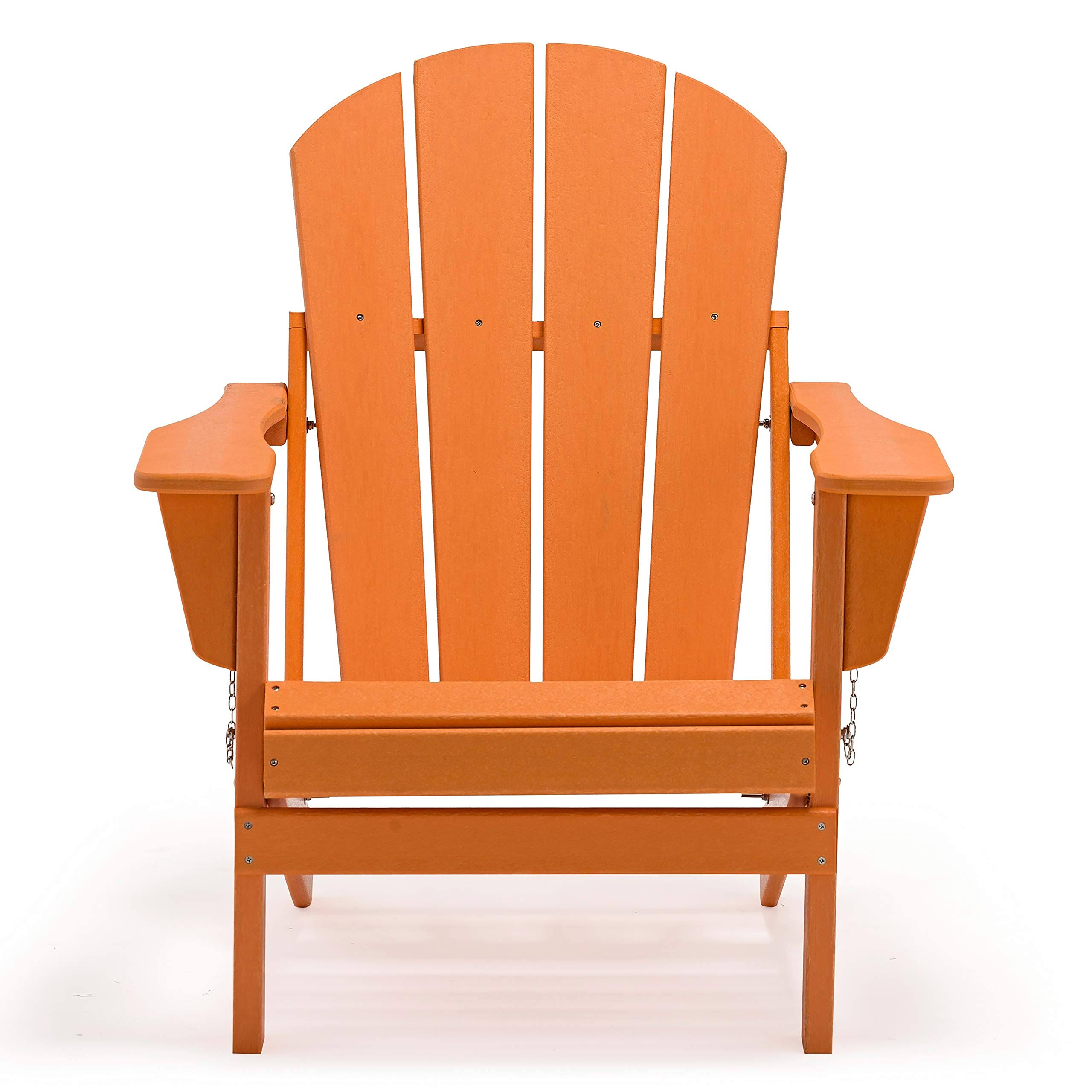 Westintrends Folding Adirondack Chair for Outdoor Porch Patio UV Water Weather Resistant HDPE Plastic, Orange