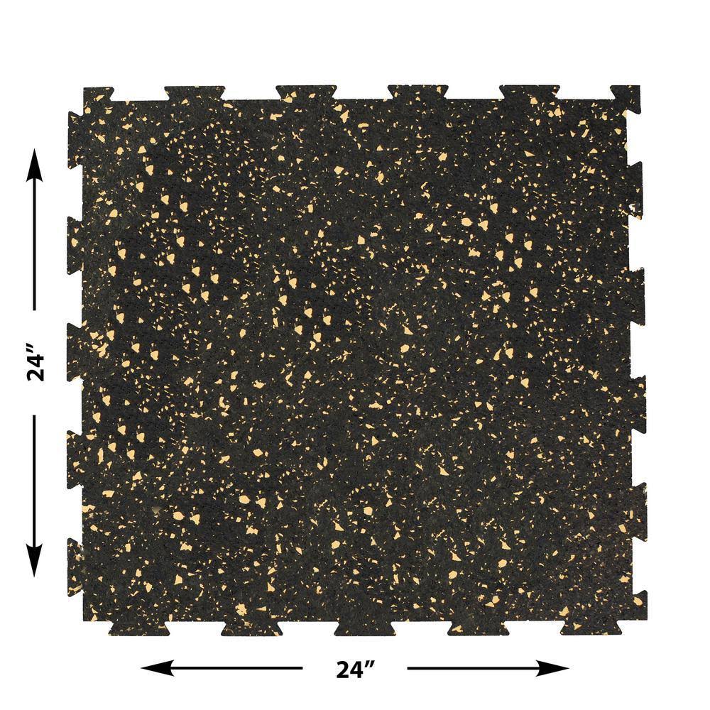 2 ft. W x 2 ft. L Black/Beige Interlocking Recycled Rubber Garage Flooring (24 Sq. ft./Pack)