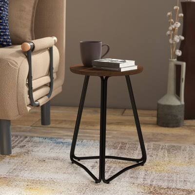 Mahaney End Table Williston Forge Table Top Color : Classic Walnut, Table Base Color: Black