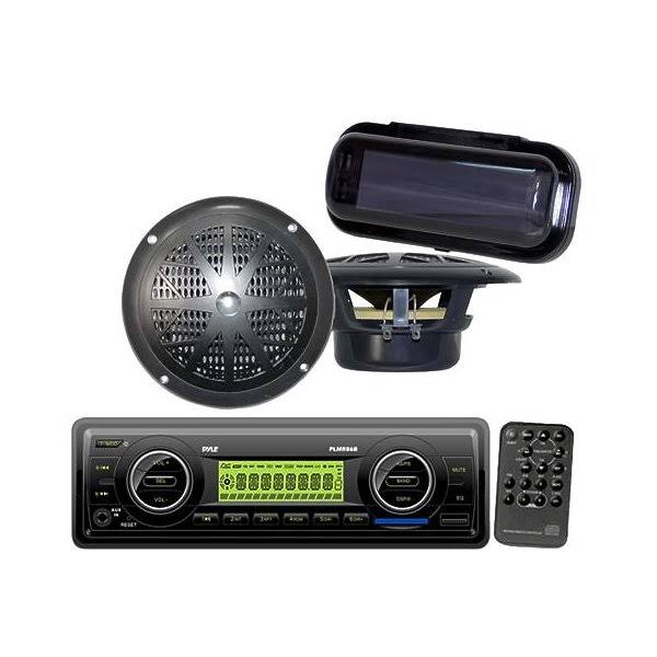 Pyle Brand New Black Marine Boat USB MP3 An FM WB Radio Stereo/ 2 New Speakers +Cover AD8704