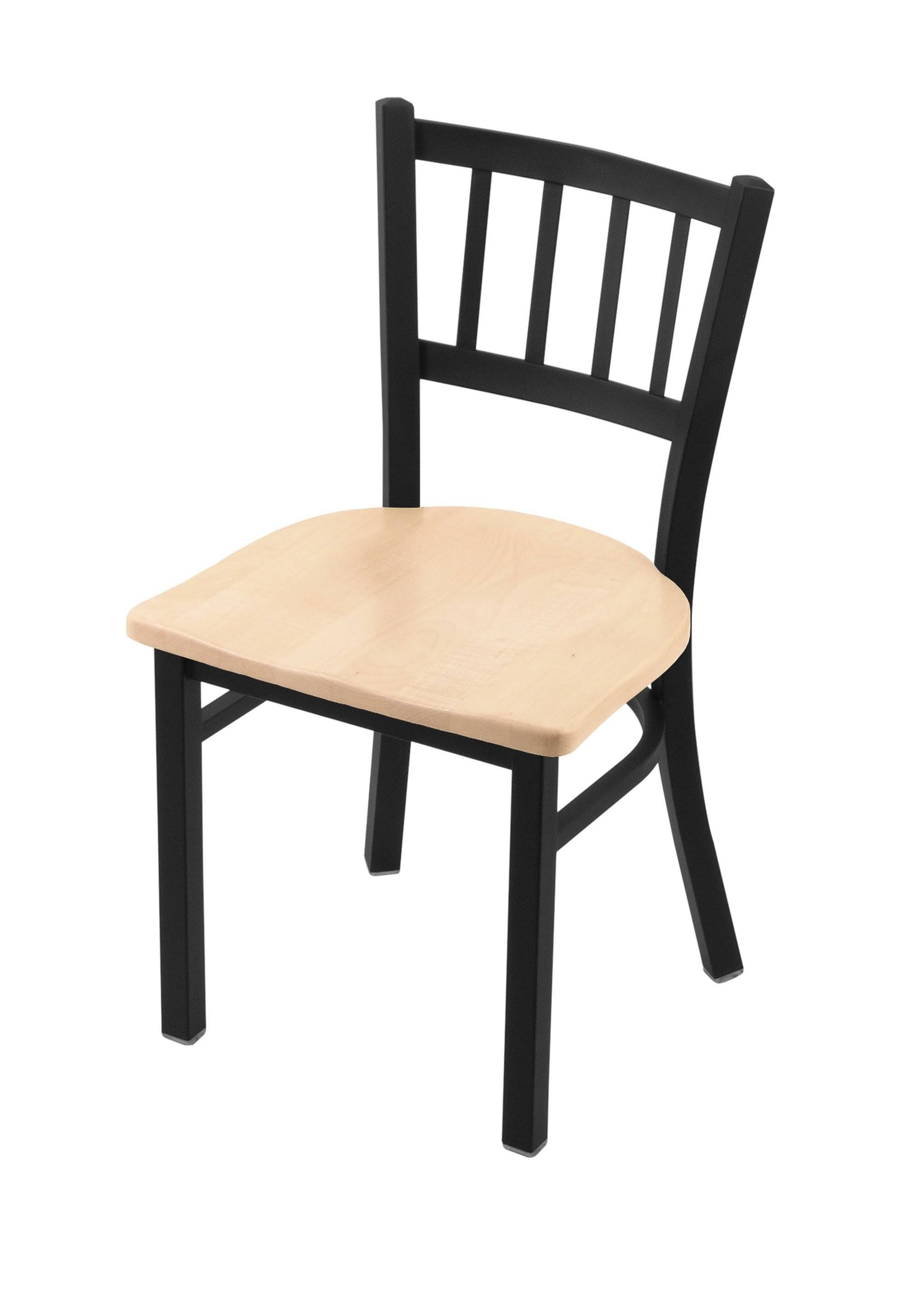 Holland Bar Stool 610 Contessa 18x22 Chair with Black Wrinkle Finish, Natural Maple Seat
