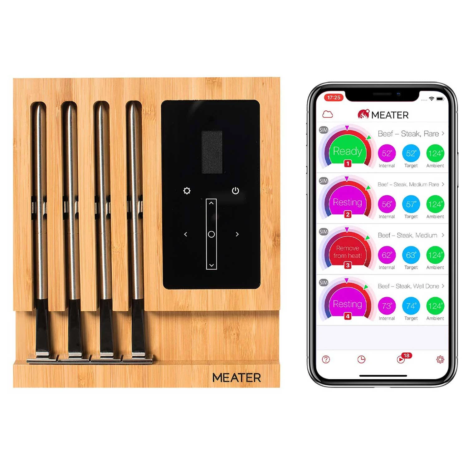 MEATER Block Meat Thermometer - Thermometers u0026 Kitchen Timers Stainless Steel Black - RT2-MT-MB01