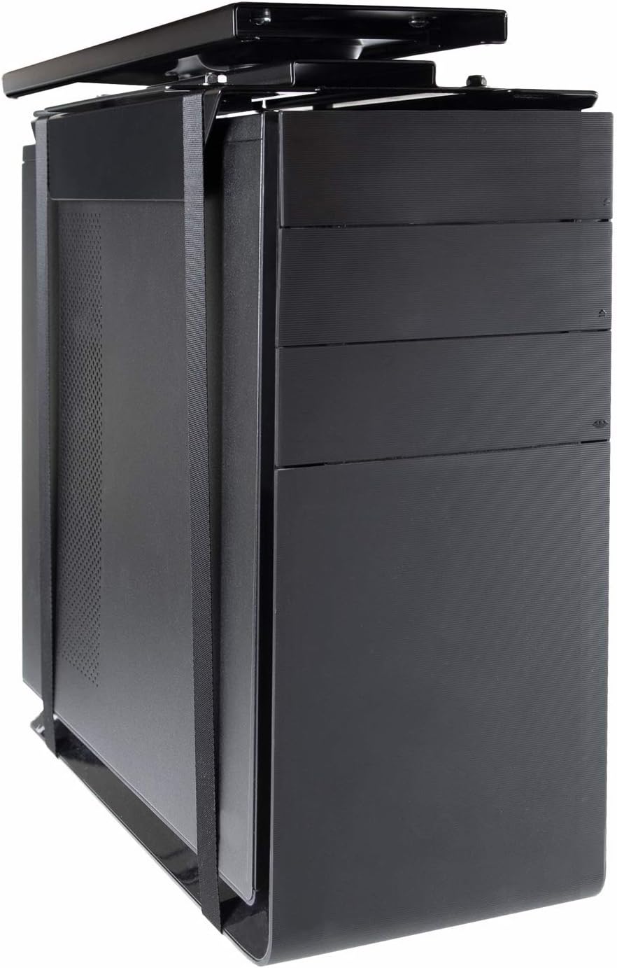 Mount-It! Under Desk CPU Mount with Adjustable Straps, Computer Tower Holder with Sliding Track and 360 Degree Swivel, 22 Lb Capacity, Black Pack of 2