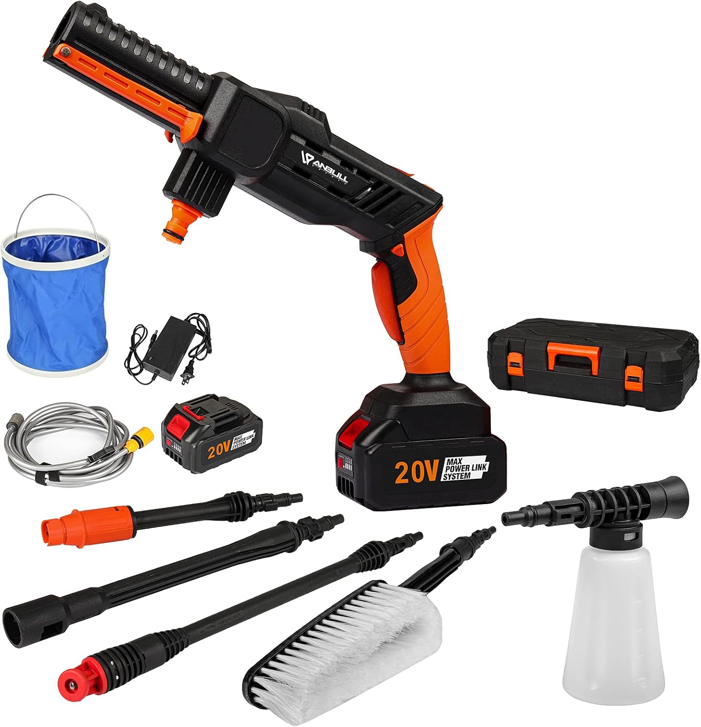 Anbull Cordless Pressure Washer, 2 x 20V Batteries Max 507 PSI Power Washer with Accessories, Portable Power Cleaner with Adjustable Nozzle, Suitable for Washing Cars/Bikes/Fences/Siding/Patios