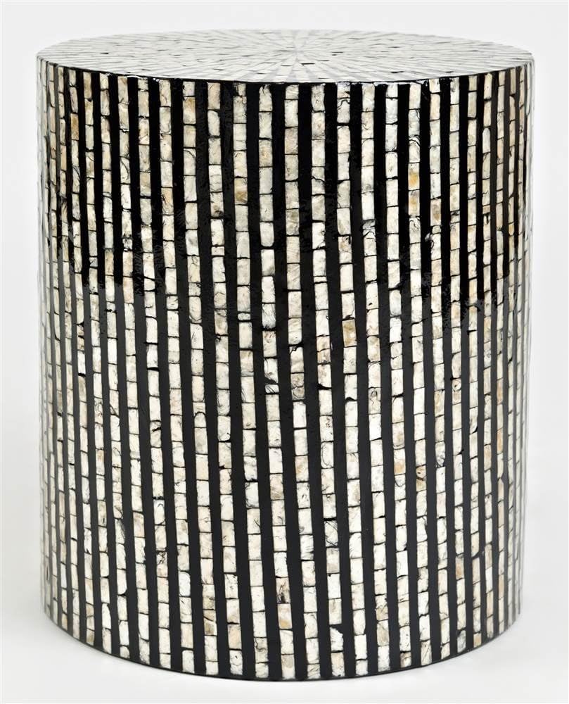 Jofran Global Archive Round Capiz Accent Table Black Multi, 16