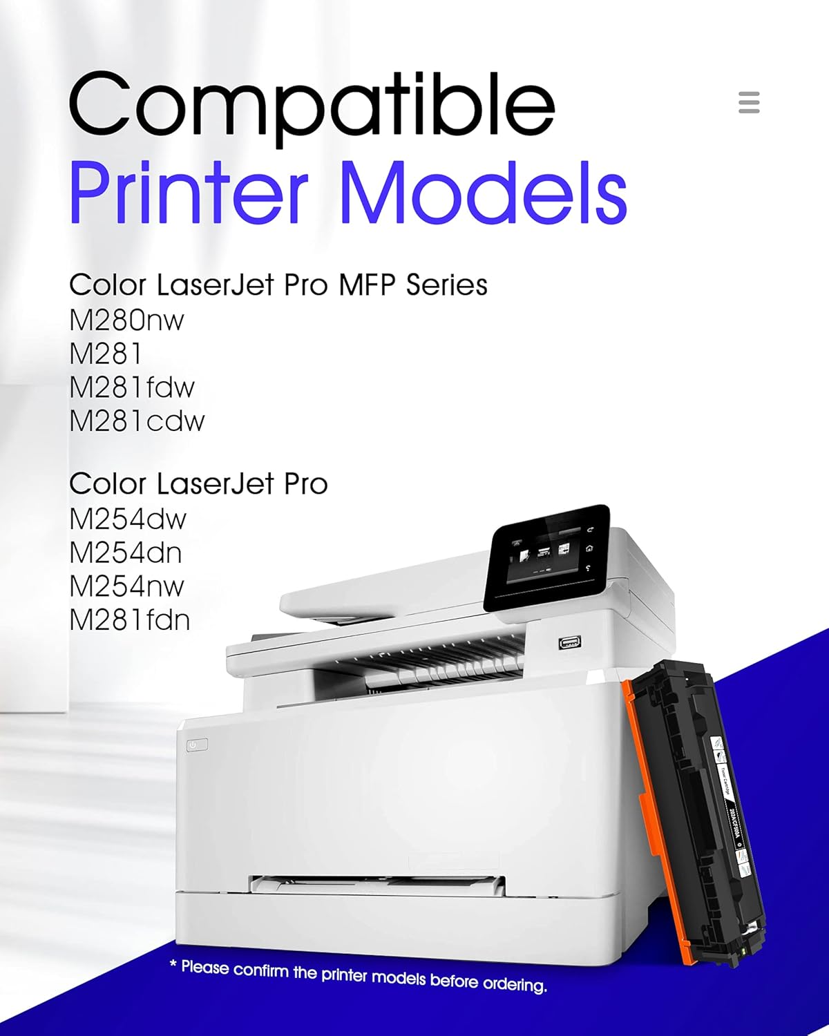 GPC Image Compatible Toner Cartridge Replacement for HP 202A CF500A to use with Color Pro MFP M281fdw M281cdw M254dw M281fdn M254 M281 Toner Printer Tray (Black Cyan Yellow Magenta, 4-Pack) Pack of 2