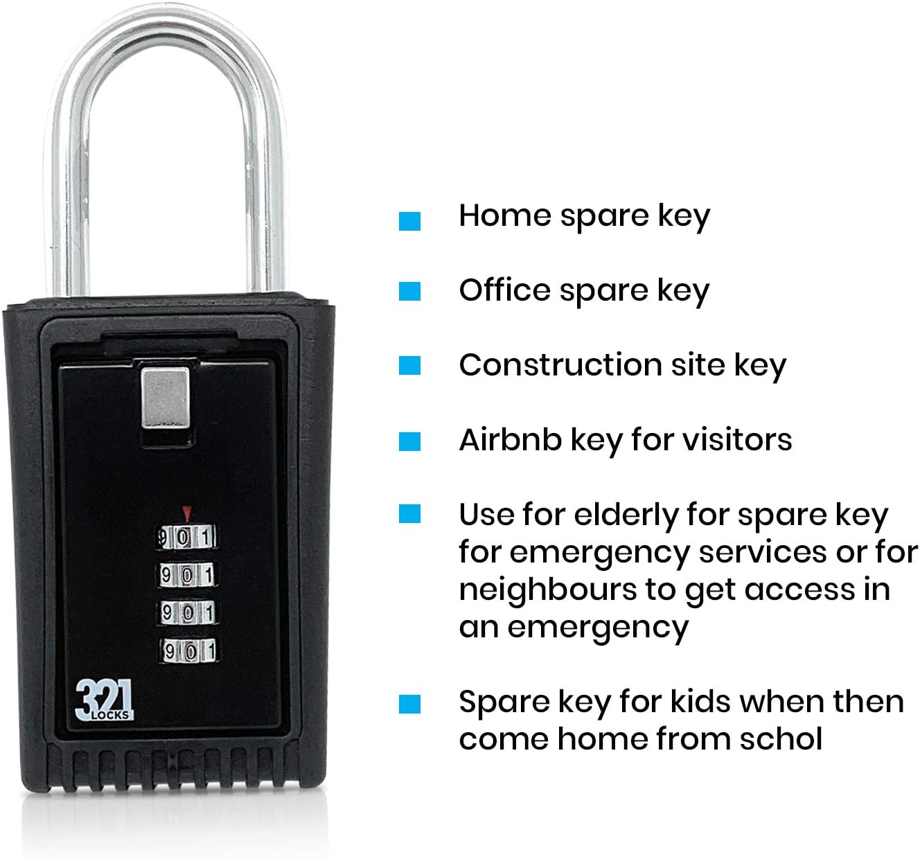 Key Lock Box LB-003 - Hide a Key Outside for Your House - Realtor, Spare Key, Contractor, Rental, Key Storage - Lockbox Combination Shackle Fence Mount, Door Knob Mount (1 Pack) (5)