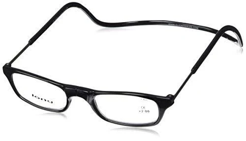 Clic Long Adjustable Front Connect Ready Reader, Black Long, 2.00 Strength