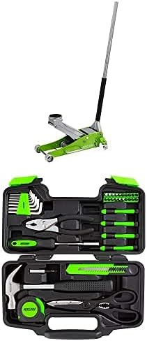 Arcan 39-Piece Home Hand Tool Kit and Arcan 3 Ton Hybrid Heavy Duty Aluminum and Steel Low Profile Floor Jack