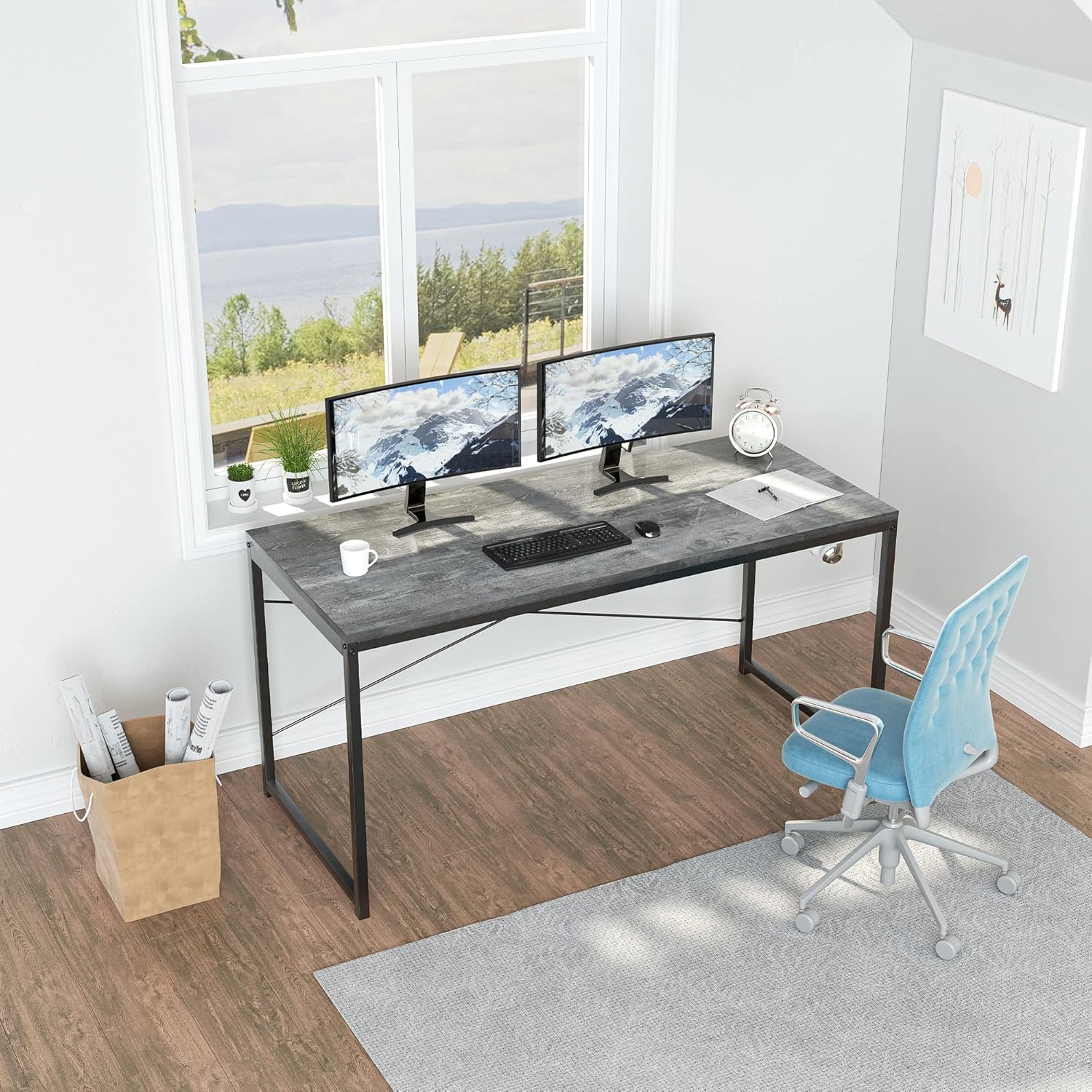 Molblly 40 Inch Computer Desk,Home Office Desk Study Table Study Writing Desk,Small Computer Desk for Small Spaces,Simple Style,Easy Assemble,Rustic Brown 40