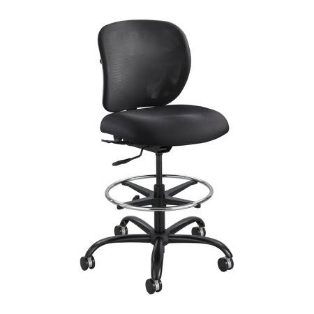 3394BL Vue 350 lbs. Weight Capacity Breathable Mesh Back Big u0026 Tall Heavy Duty Extended-Height Black Office Chair Stool, Siz