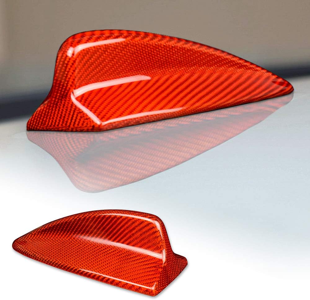 AIRSPEED Black Carbon Fiber Car Shark Fin Antenna Cover Radio Signal Base for BMW E82 E46 E90 E92 M3 Accessories (7.6'' x 3.46'') Pack of 2
