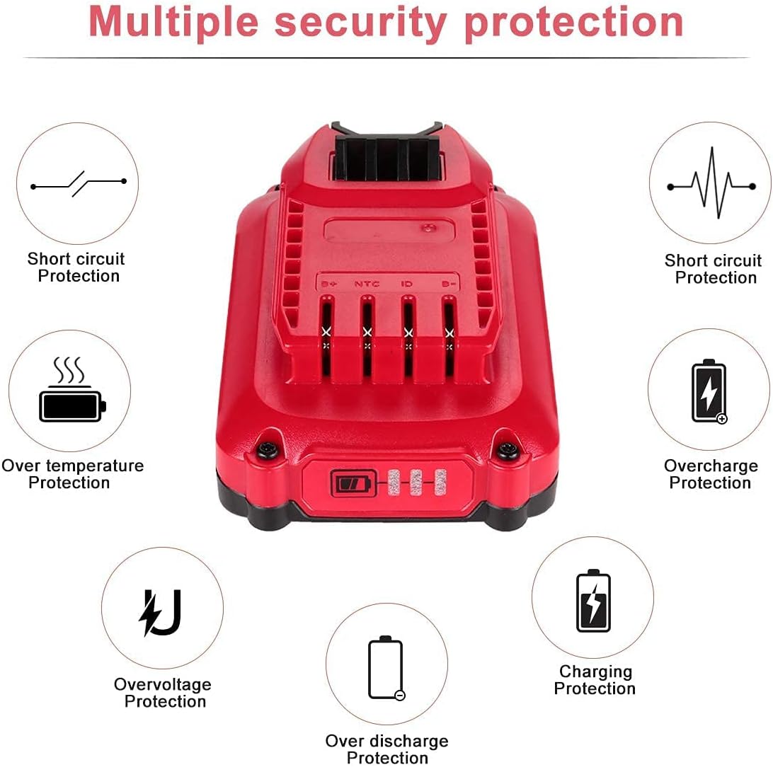 AYTXTG 2Pack 3.0Ah 20V Lithium Battery Replacement Craftsman 20V Battery CMCB202 CMCB202-2 CMCB204 CMCB204-2 Craftsman V20 Battery + CMCB104 V20 Battery Portable Charger Pack of 2