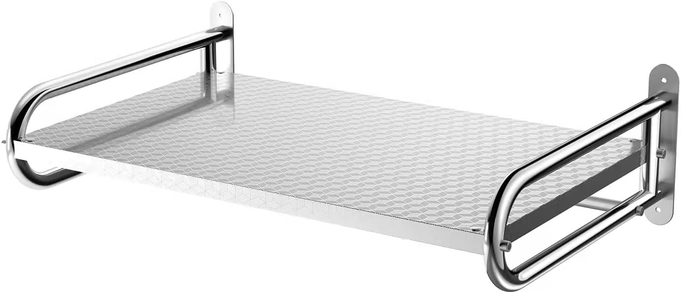 25 Inch Stainless Steel Wall Shelf Metal Shelving Heavy Duty Commercial or Household Grade Wall Mount Microwave with Fixing Kit Microwave Support Load 120lb/55kg Microwave Oven Shelf (Black) Pack of 2