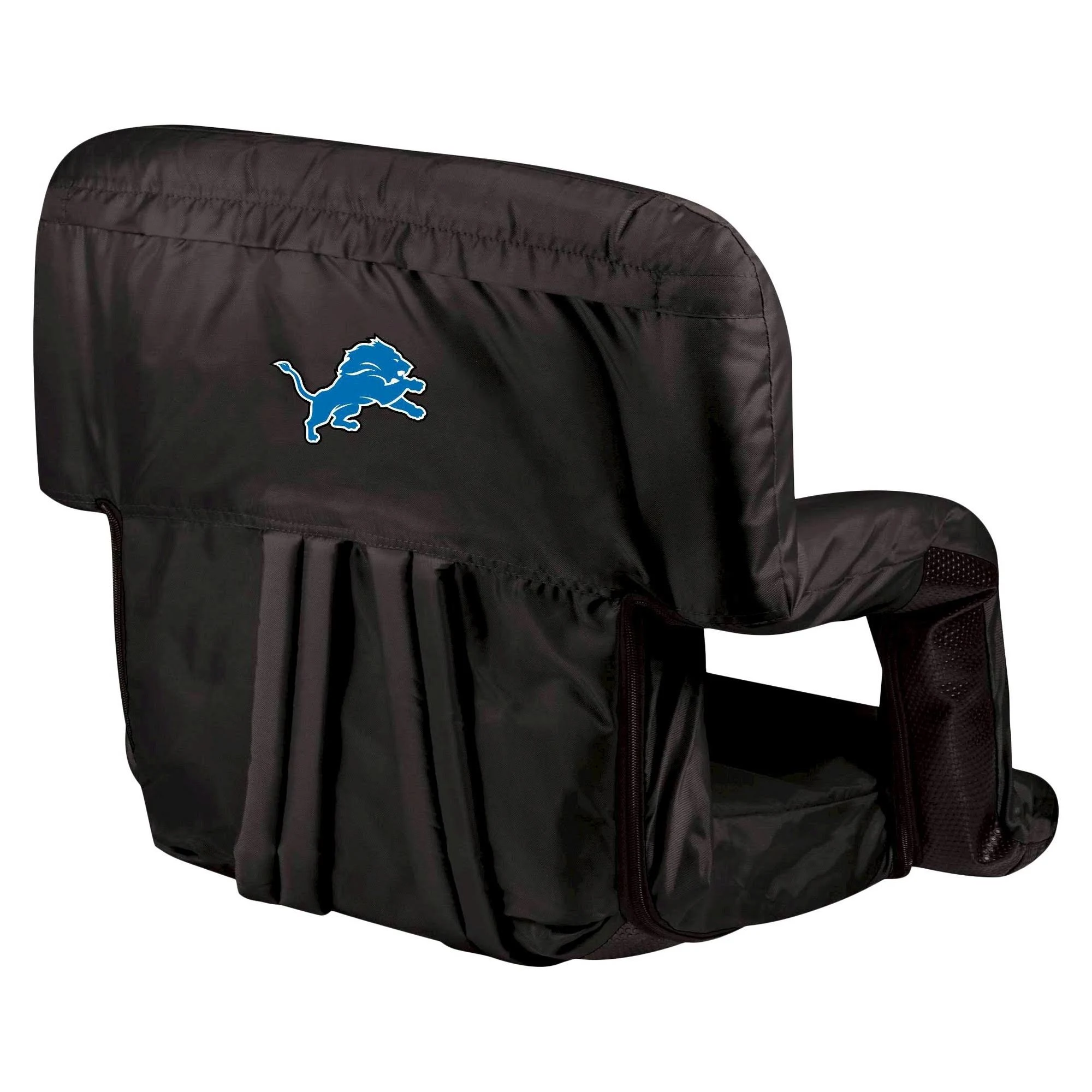 Black Detroit Lions Ventura Seat Portable Recliner Chair