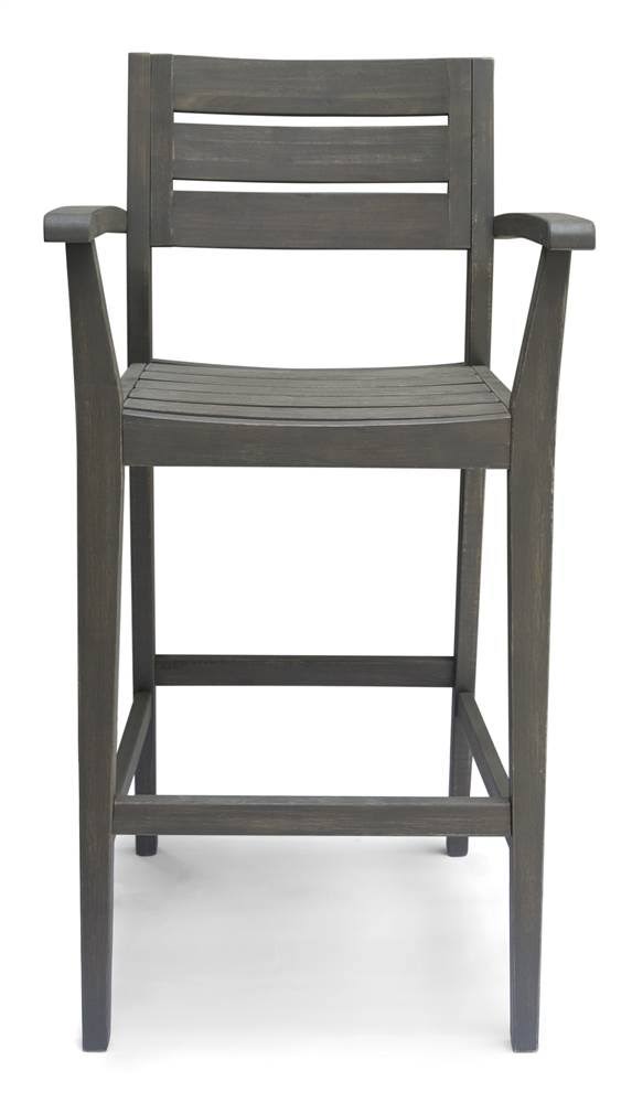 Noble House Outdoor Acacia Wood Barstool in Gray Finish - Set of 2