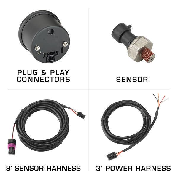 MaxTow Black and Blue 15 PSI Fuel Pressure Gauge