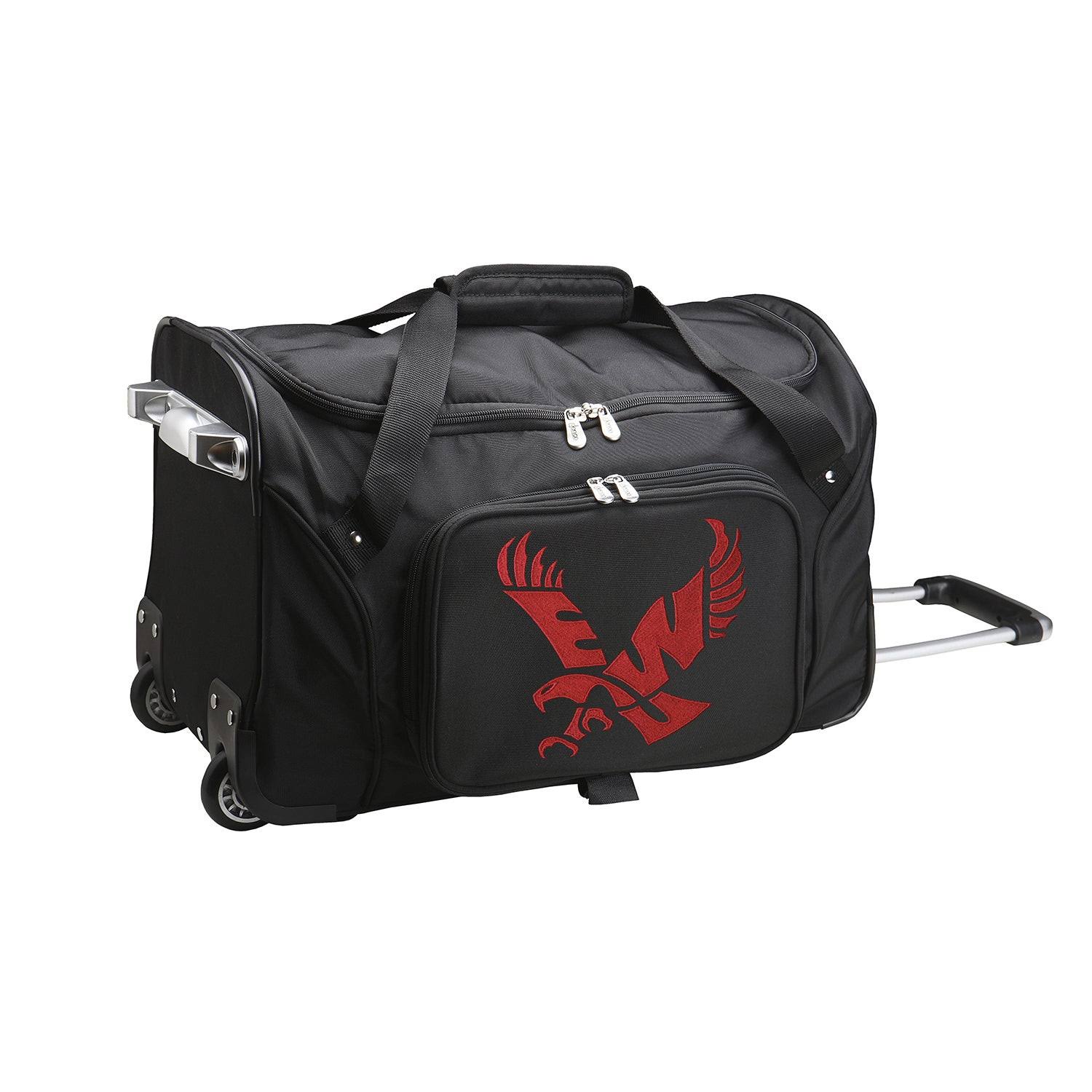 Denco Eastern Washington Eagles 22x22 Rolling Duffel Black