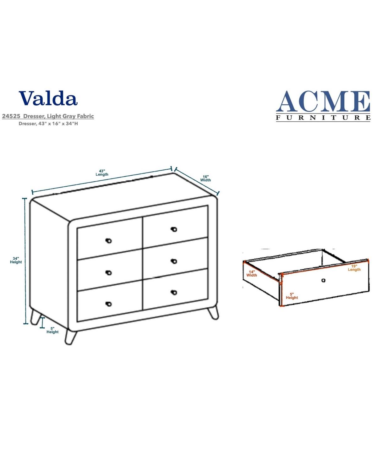 Acme Valda Dresser Light Gray Fabric