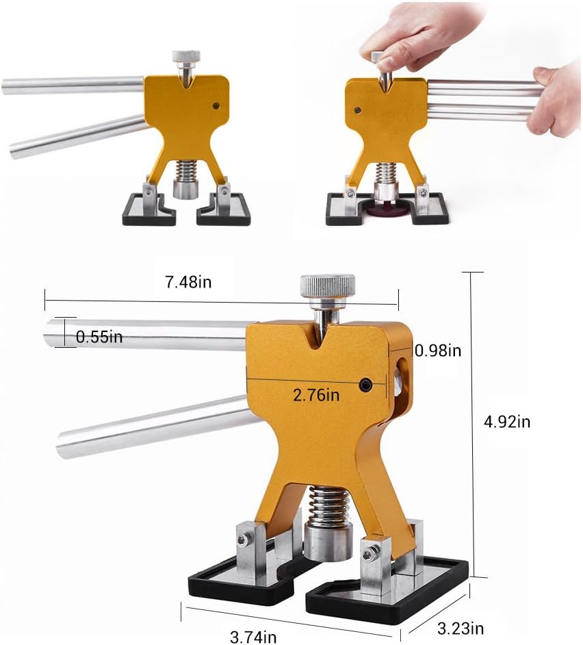 Mookis Dent Removal Kit Paintless Dent Repair Kit 41PCS Dent Repair Tools with Golden Dent Lifter Kit, Bridge Dent Puller Kit and T-bar Dent Puller Pack of 2