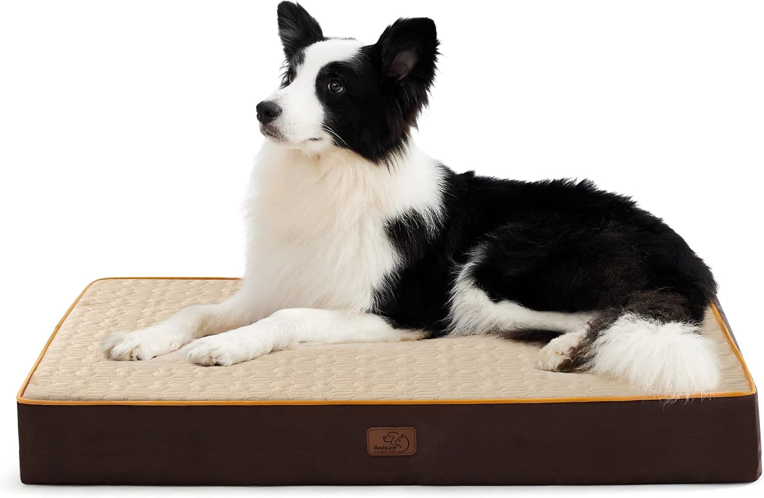 Bedsure Orthopedic Memory Foam Dog Bed for Large Dogs up to 75/100lbs, (3.5-4 inches Thick) Pet Bed Mattress with Removable Washable Cover, 2-Layer Pet Mat with Waterproof Lining Dog beds, Grey Pack of 2