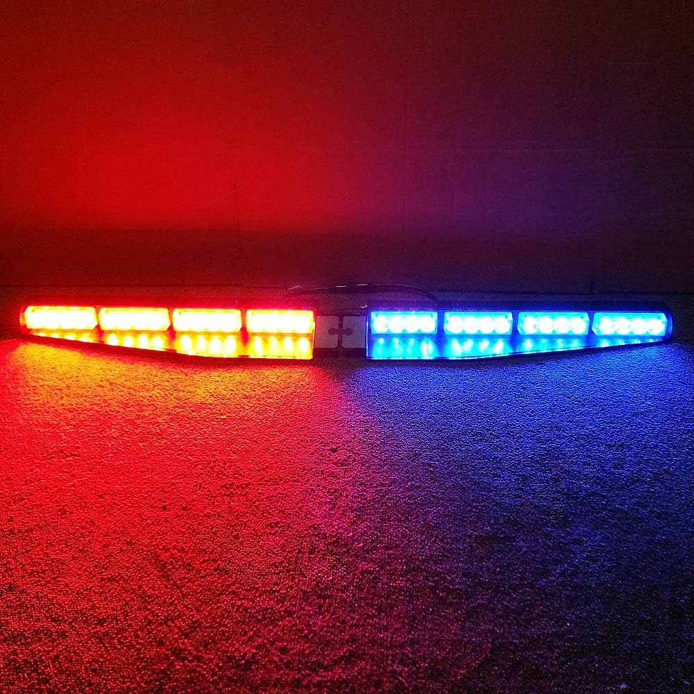 CFLMYYXGS 2-16 LED 32 Watt Red/Blue LED Light Car Truck Emergency Beacon Light Bar Exclusive Split Visor Deck Dash Strobe Warning LightBar