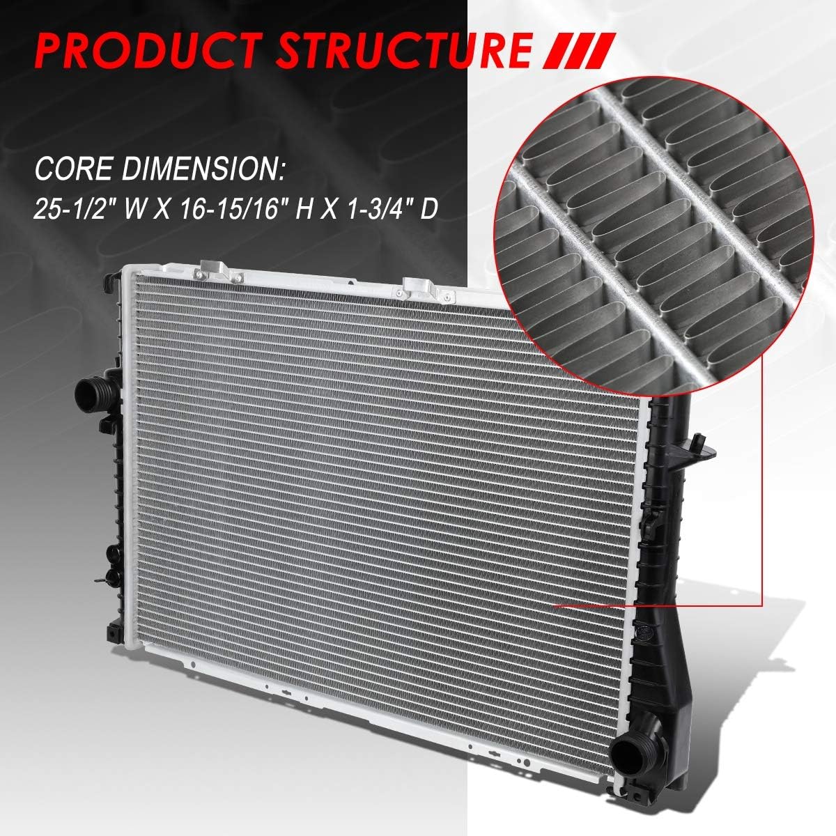 DPI 1401 Factory Style 2-Row Cooling Radiator Compatible with BMW 528i/540i/740i/740il/750il/850ci AT MT 93-99, Aluminum Core