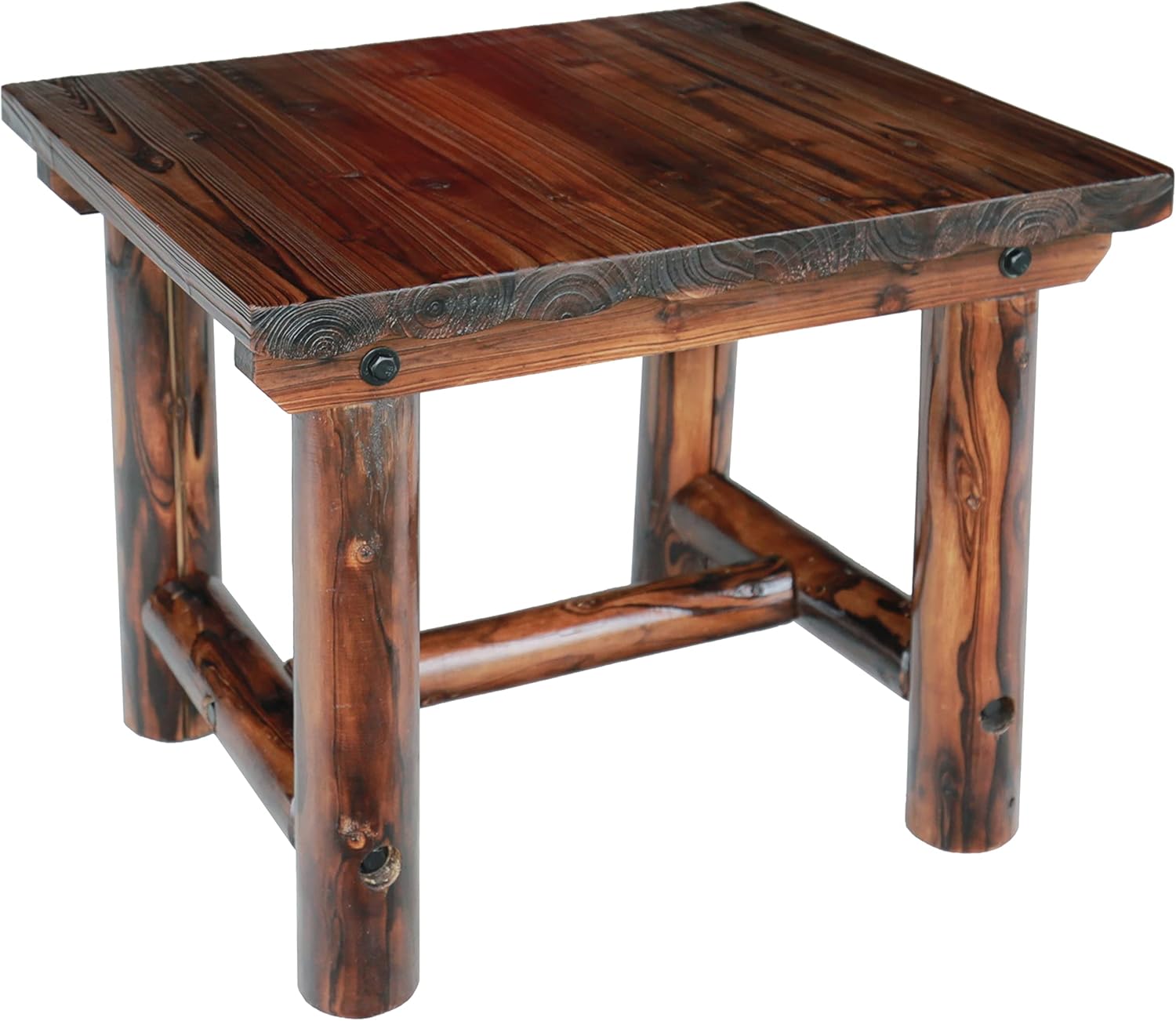 Leigh Country TX 96012 Char-Log Side Table, Brown Pack of 2