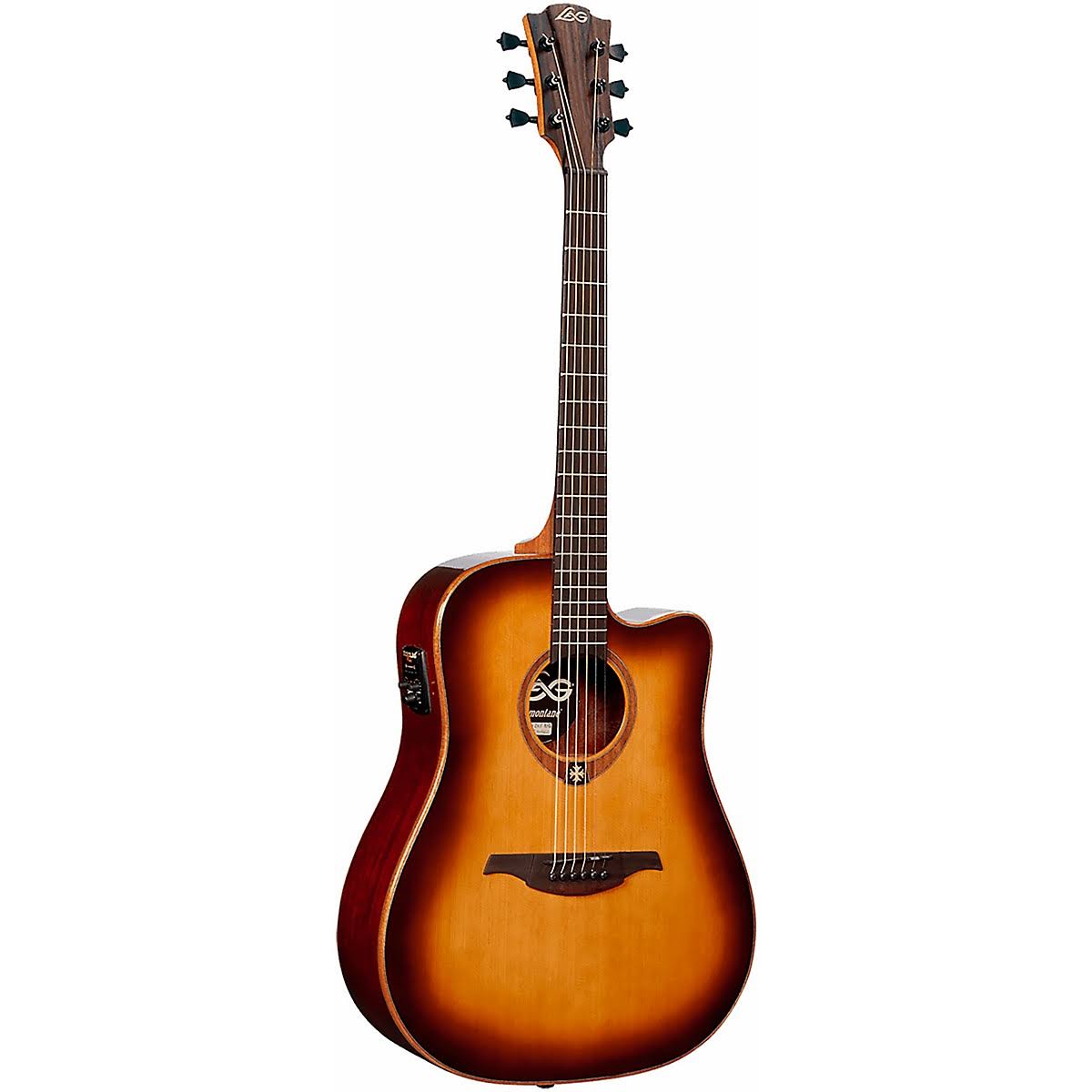Lag T100DCEBRS Tramontane Dreadnought Cutaway Acoustic-Electric Guitar - Brown Shadow Sunburst