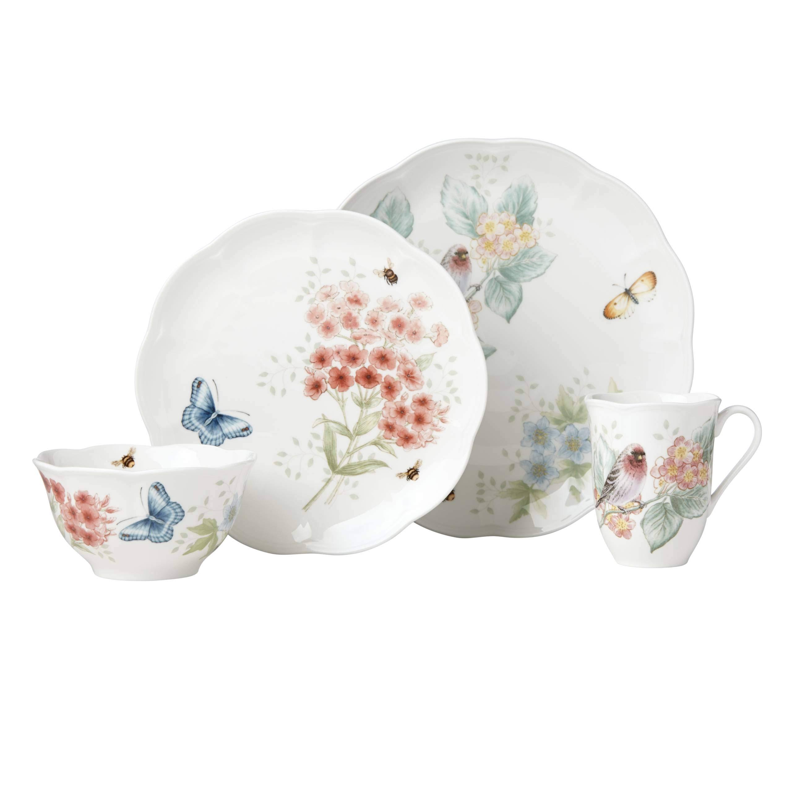 Lenox Butterfly Meadow Flutter Redpoll Finch 4 Piece Place Setting