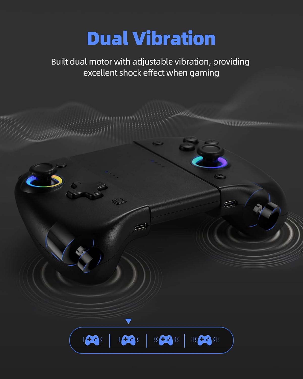binbok Joypad Controller, Wireless Joycon Support 8 Color Adjustable LED, Wake-up Function with Dual Vibration/Gyroscope axis/Back Button, L/R Controller Joypad for Switch (Update Version)