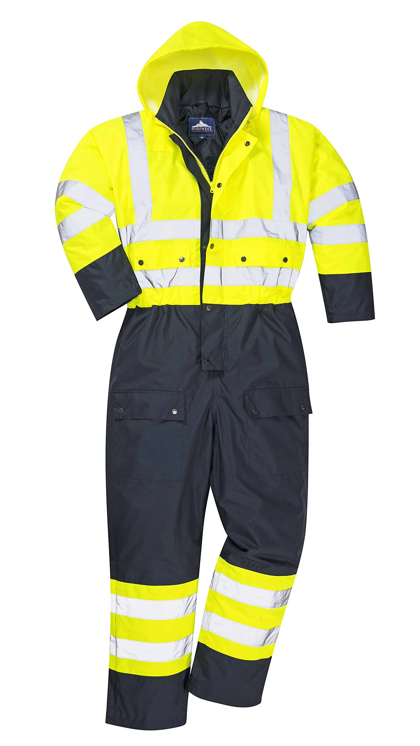 Portwest S485 - Contrast Coverall Lined - Yellow/Black - XL