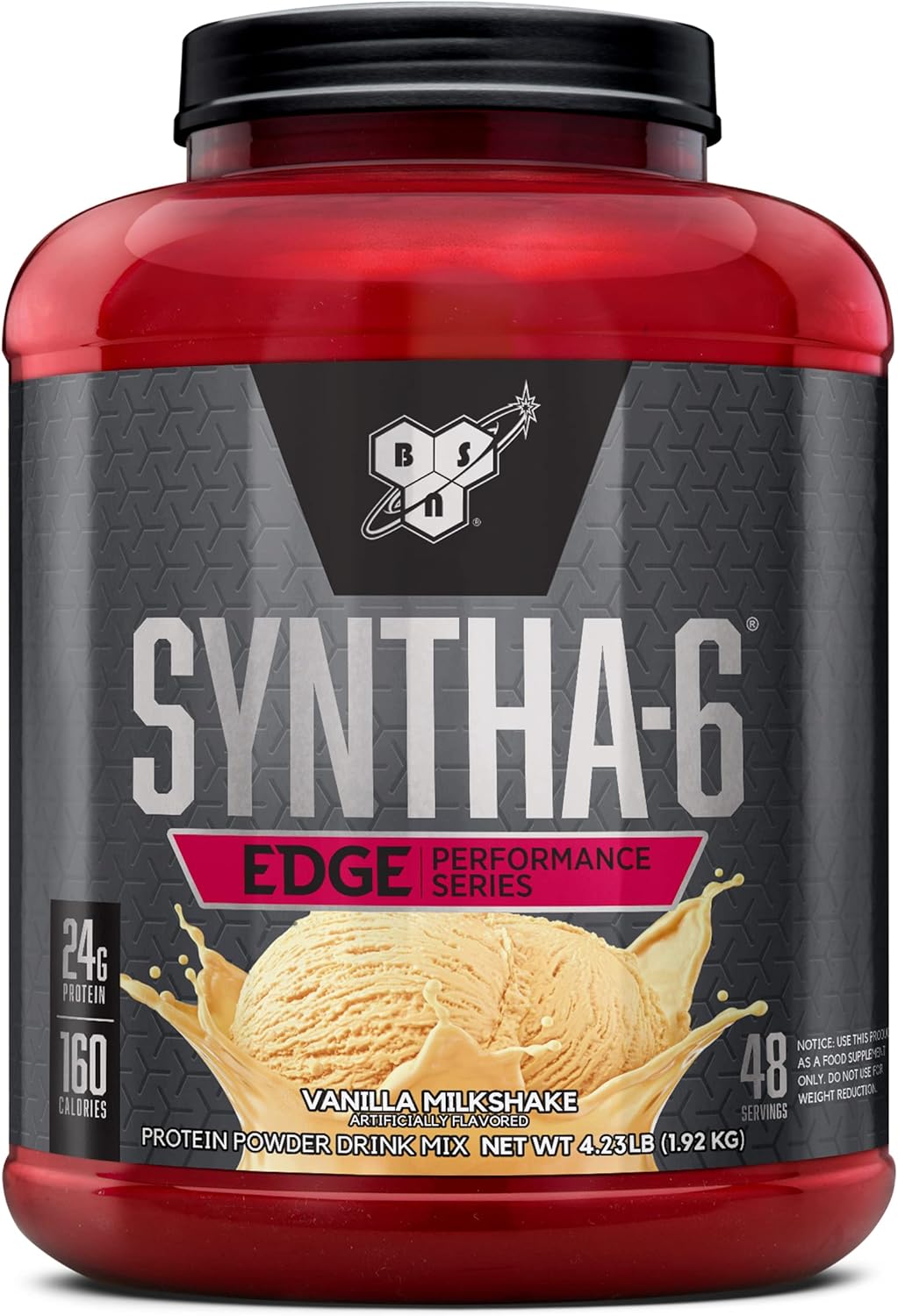 BSN SYNTHA-6 Edge Protein Powder, with Hydrolyzed Whey, Micellar Casein, Milk Protein Isolate, Low Sugar, 24g Protein, Vanilla Milkshake, 48 Servings Pack of 2