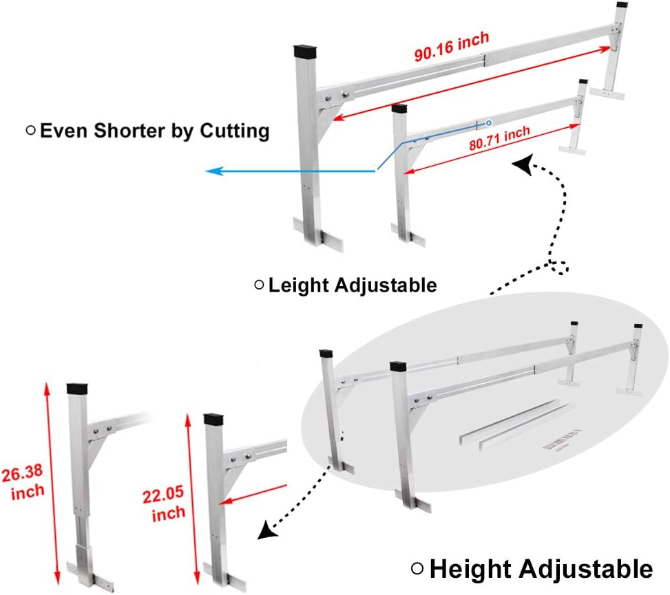NIXFACE Adjustable Aluminum Trailer Ladder Rack Fit for Open and Enclosed Trailers