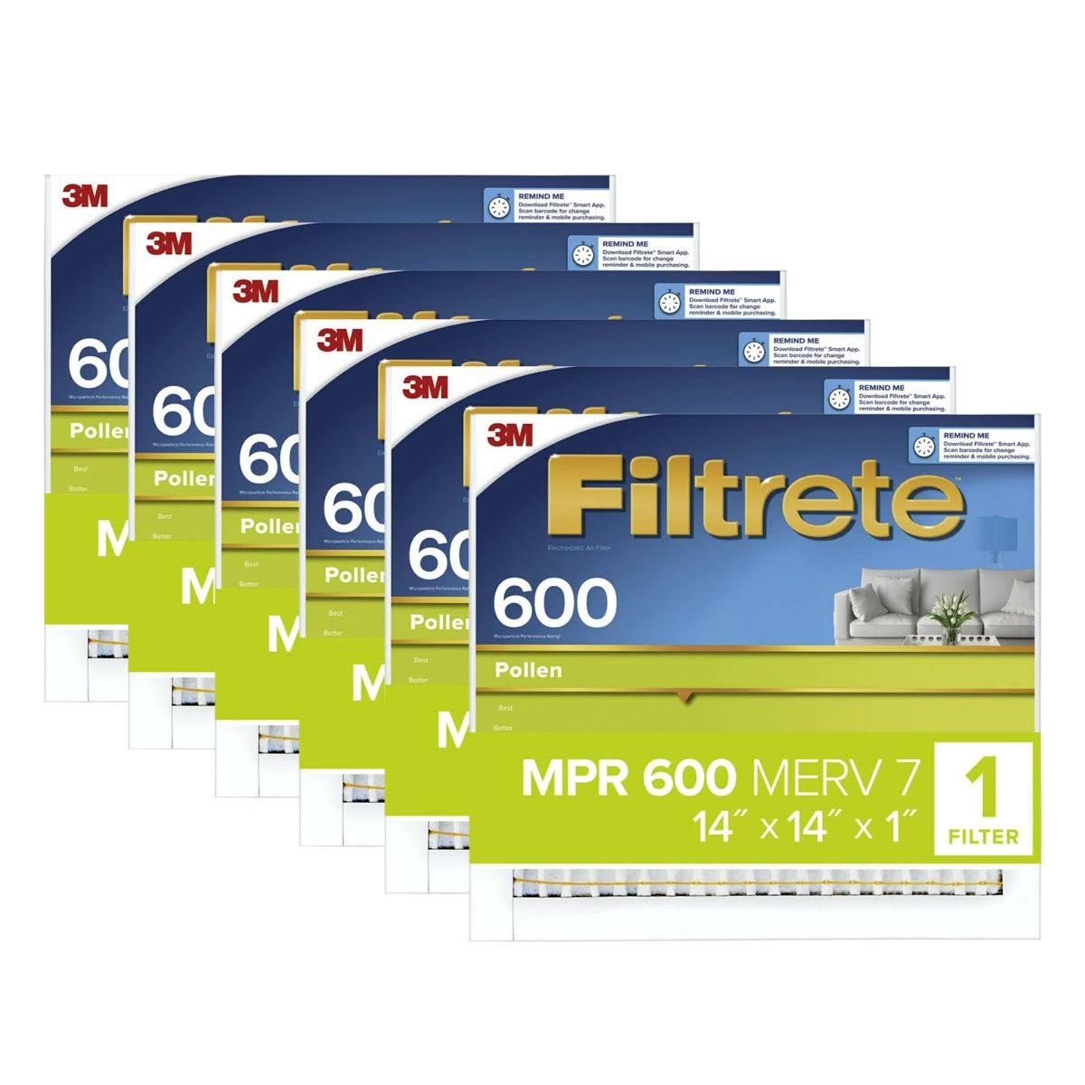 Filtrete Clean Living Dust Reduction AC Furnace Air Filter MPR 600 14 x 1-Inches 6-Pack