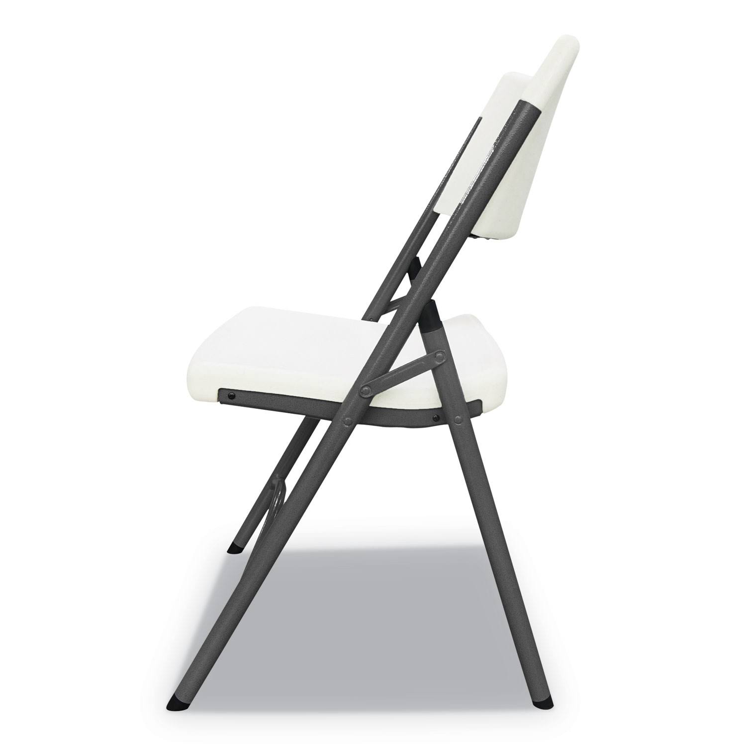Alera ALEFR9302 Premium Molded Resin Folding Chair, White Seat/White BACK, Dark Gray Base