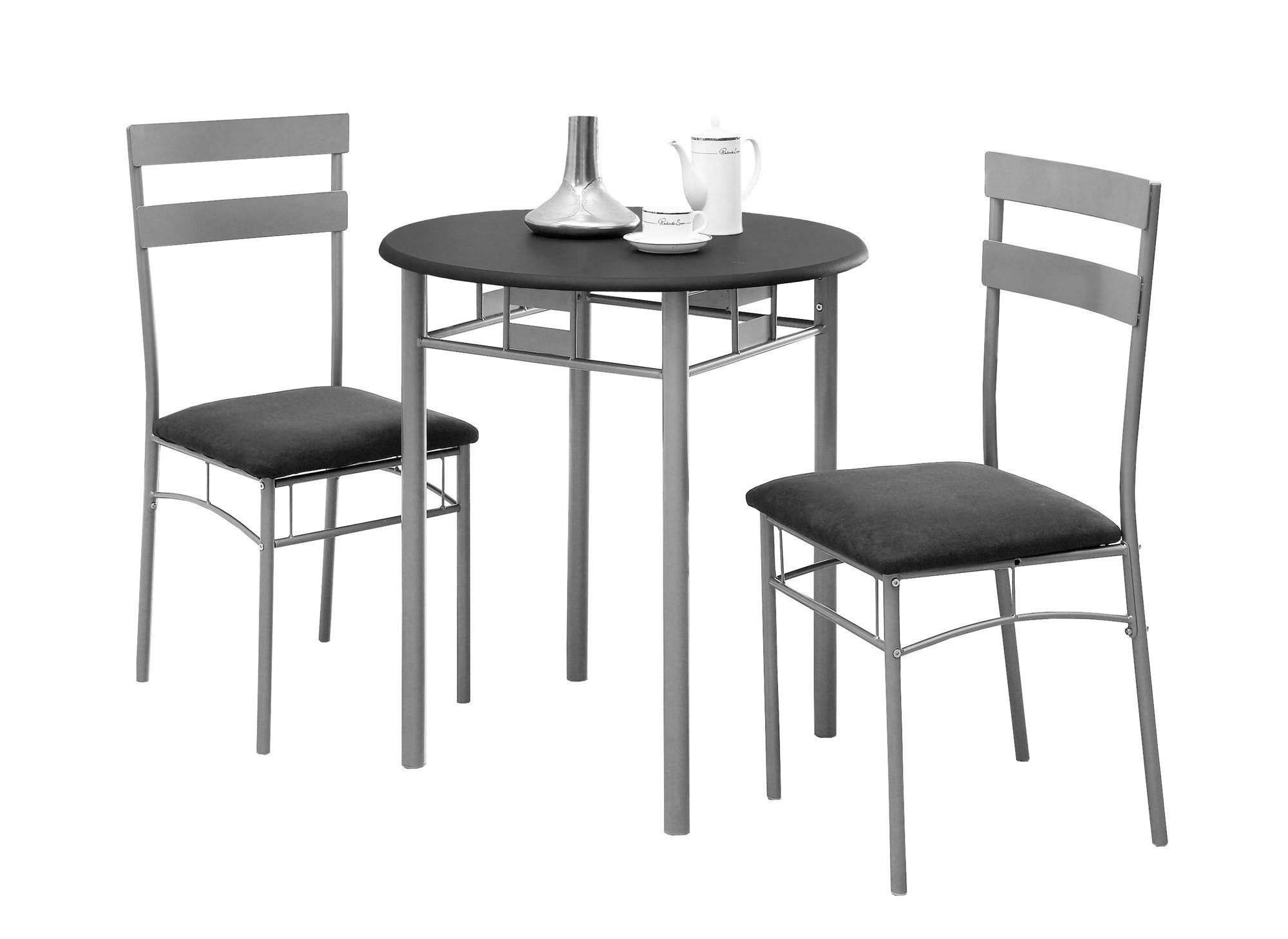 3-Piece Gray and Black Contemporary Rectangular Dining Table with Chairs 30x22