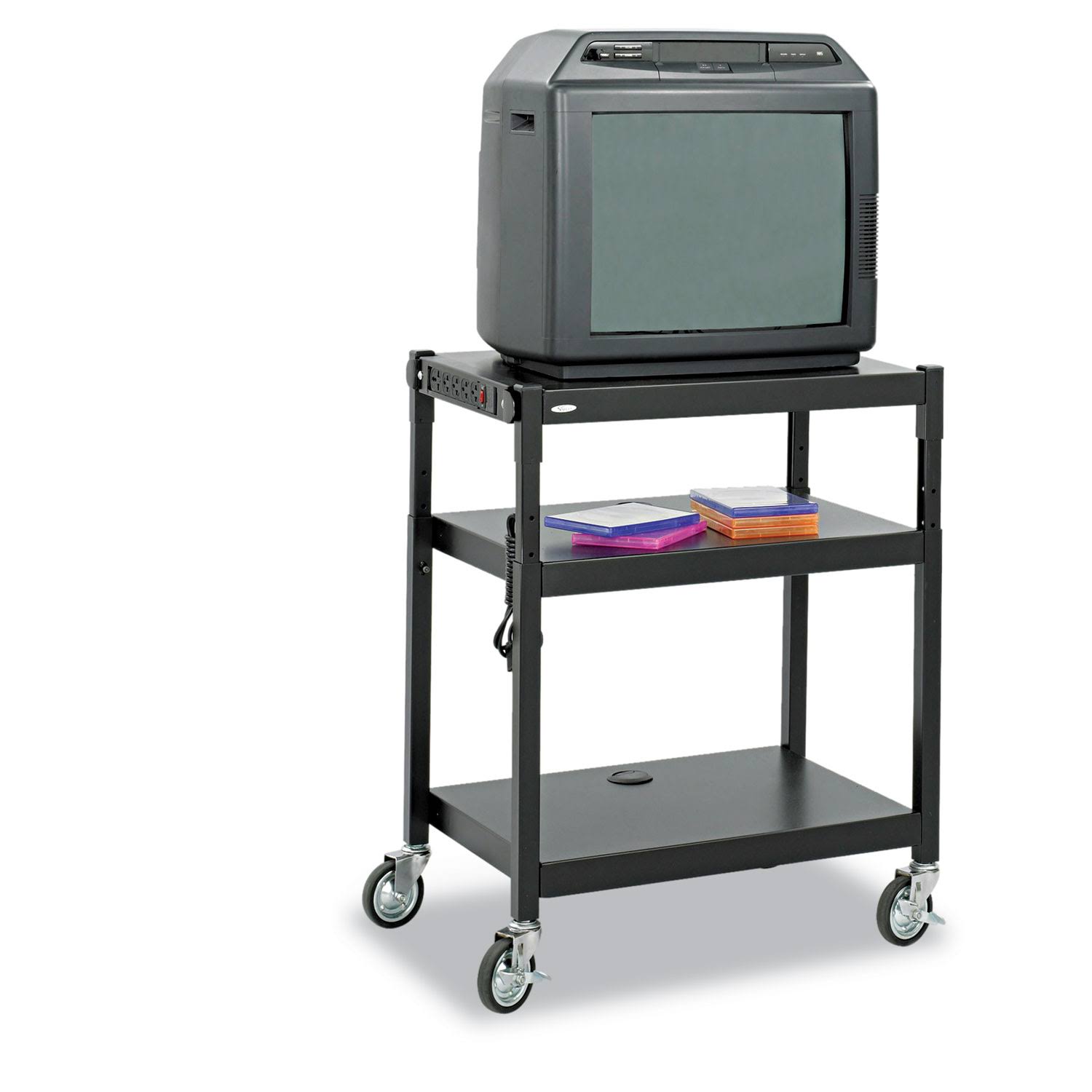 Safco Steel Adjustable-Height Cart, Black