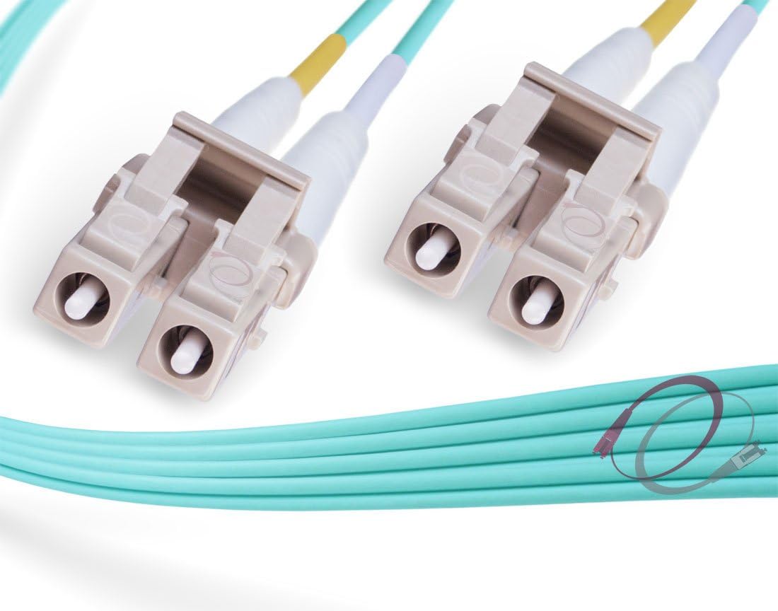 FiberCablesDirect - 40M OM4 LC LC Fiber Patch Cable | 100Gb Duplex 50/125 LC to LC Multimode Jumper 40 Meter (131.23ft) | Length Options: 0.5M-300M | 10/40/100gb mmf sfp+ 100gbase dplx ofnr om4-lc-lc Pack of 2