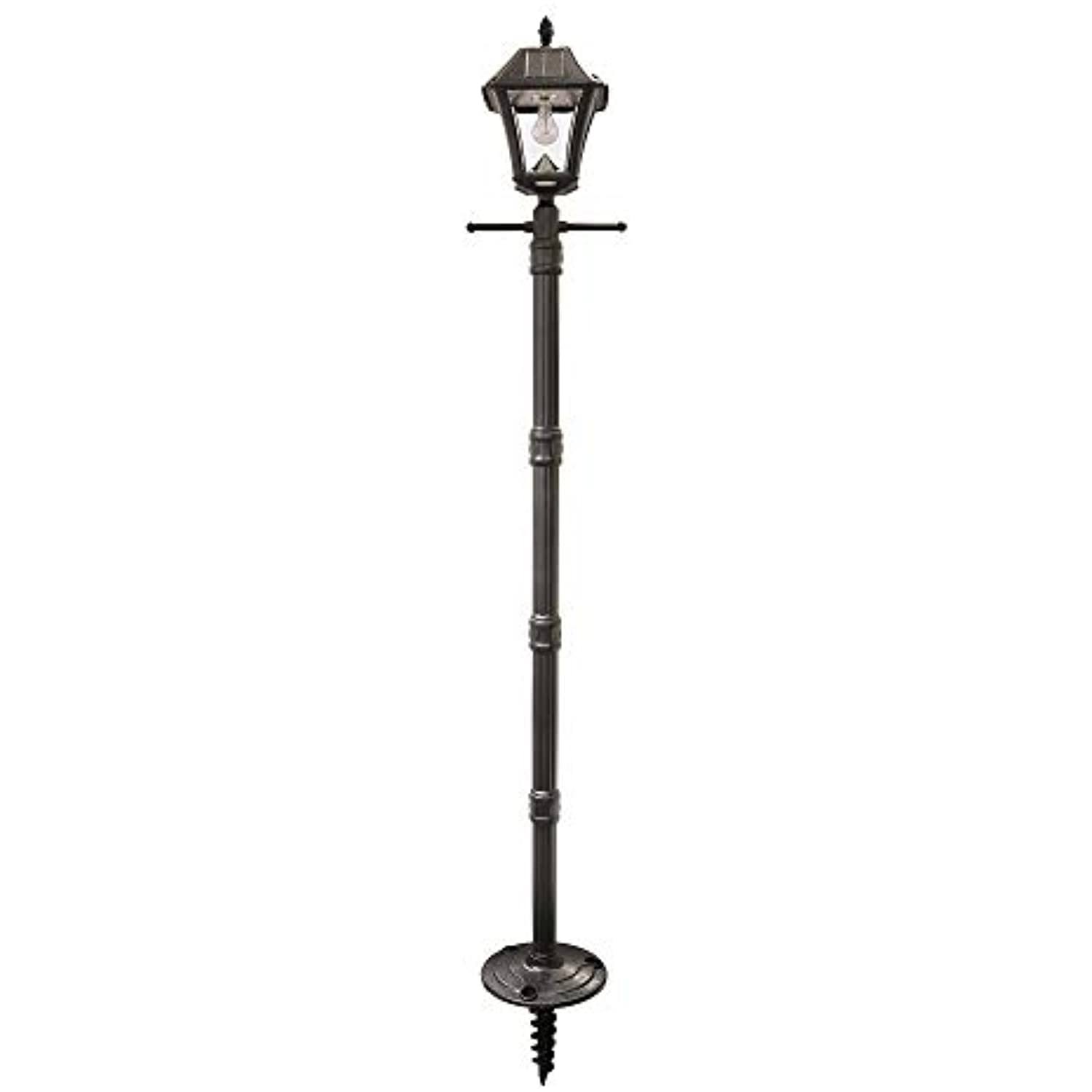 Gama Sonic Baytown II Bulb Solar Lamp Post with GS Light Bulb and EZ-Anchor Base - Black (105BSG01)