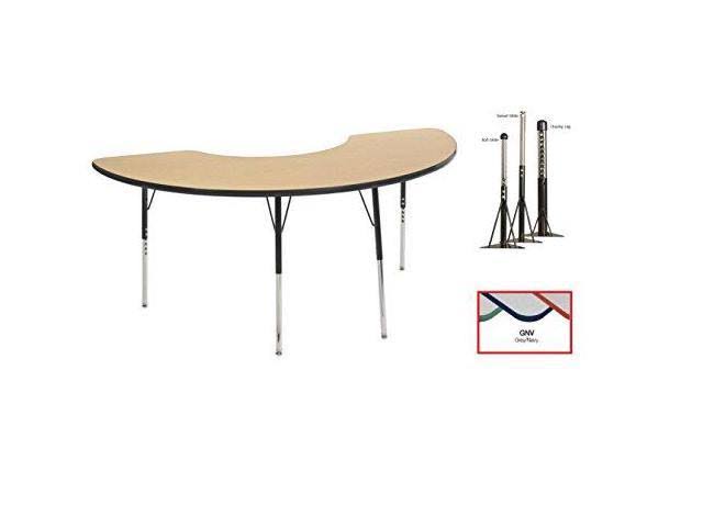 Ecr4kids 36in x 72in Half Moon Everyday T-Mold Adjustable Activity Table Grey/Navy - Standard Ball