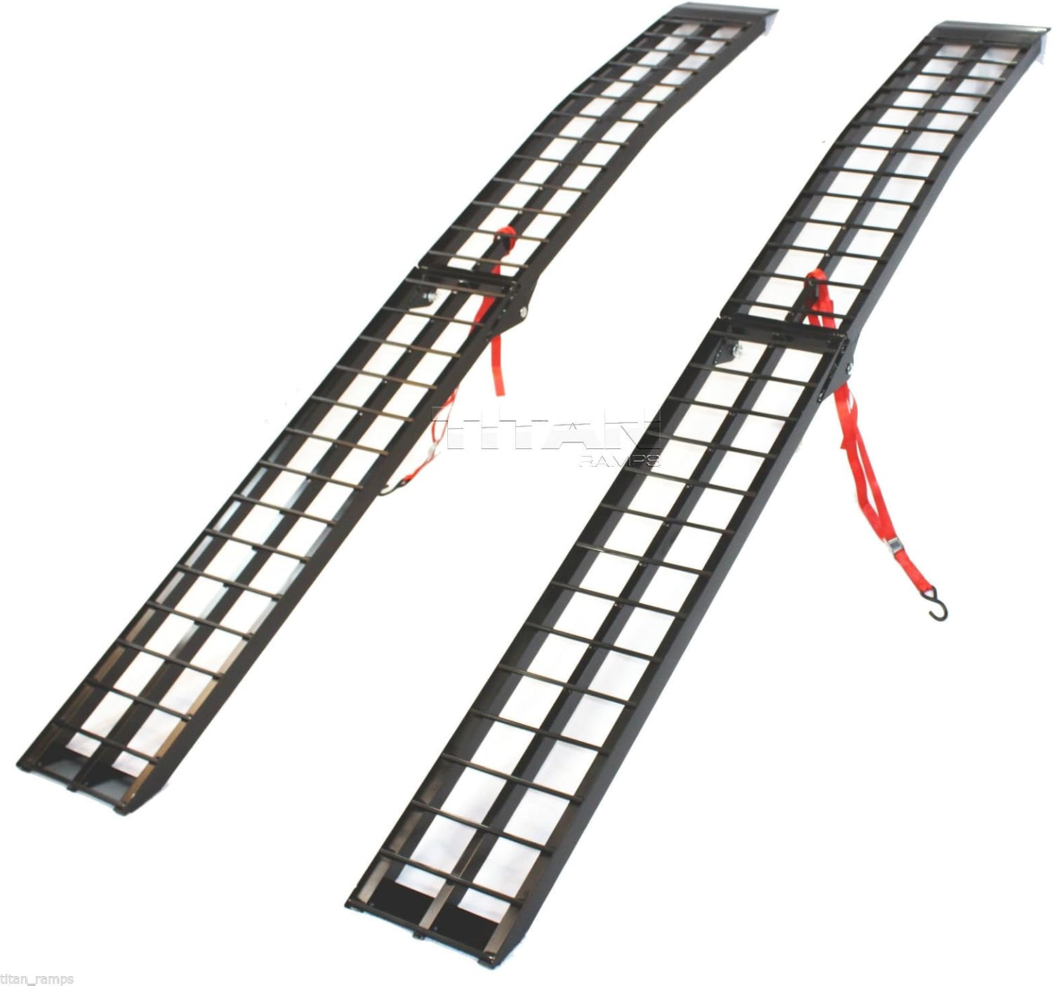 Titan Ramps Loading Truck Ramps 9' Pair ATV Folding Arched Traction 4 Wheeled