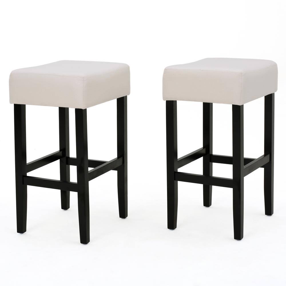 Noble House Lopez Fabric Backless Counter Stool in Beige (Set of 2)