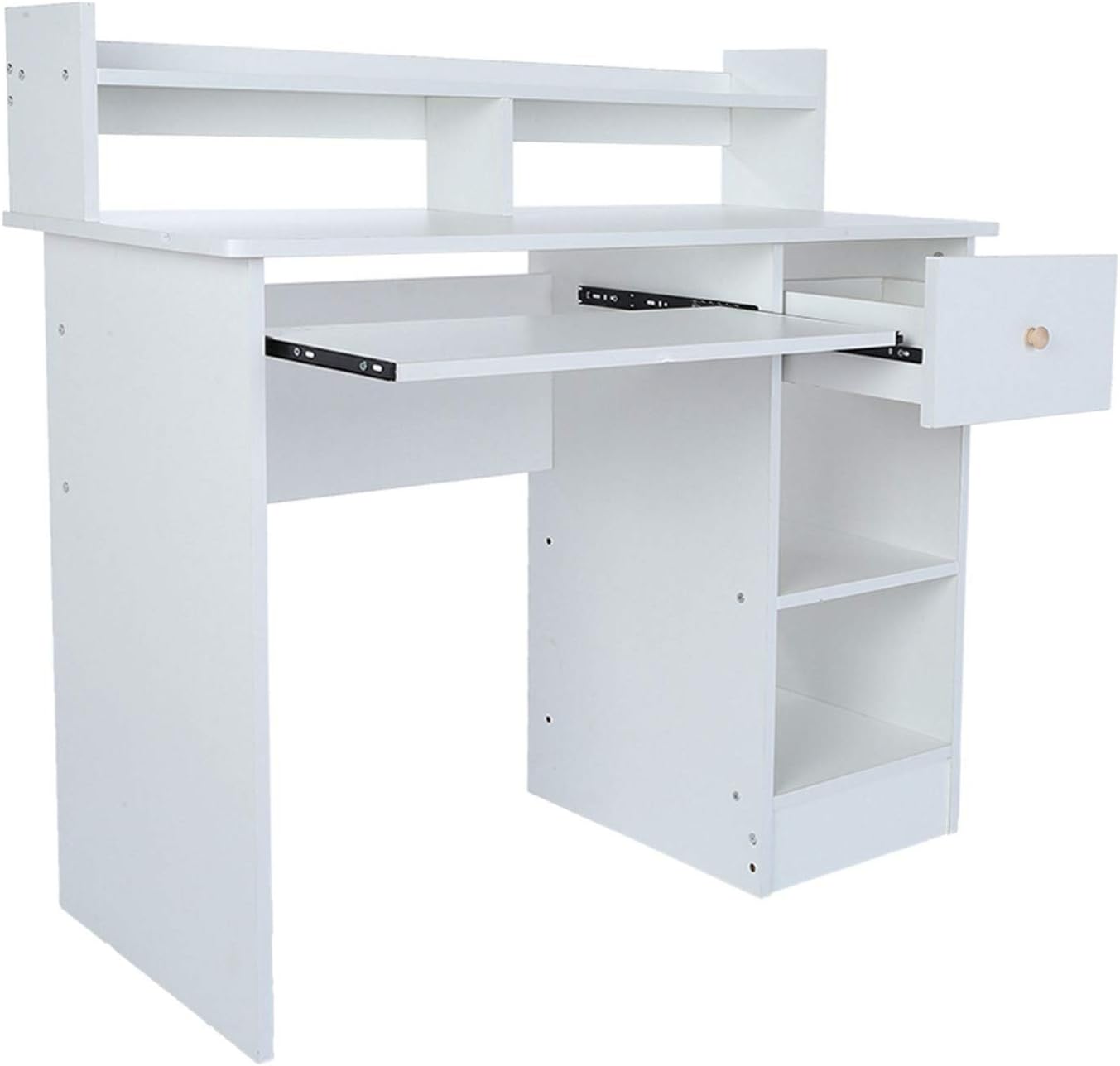 Computer Desk with Storage Shelves/Keyboard Tray/Monitor Stand,Home Office PC Laptop Notebook Desk,Wood Writing Gaming Desk for Small Space