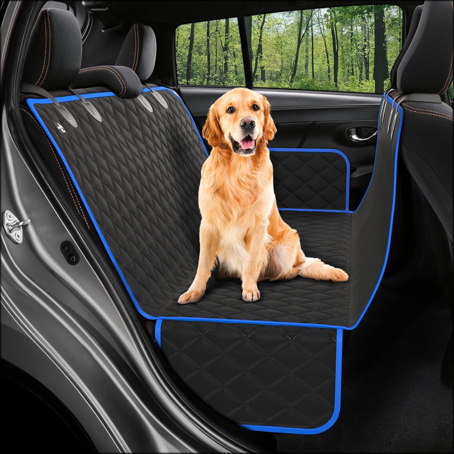 Active Pets Car Seat Cover for Dogs - Standard Dog Seat Cover for Back Seat Use - Waterproof & Scratch Proof Pet Covers for Travel - Blue